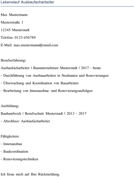 lebenslauf-ausbaufacharbeiter-vorlage