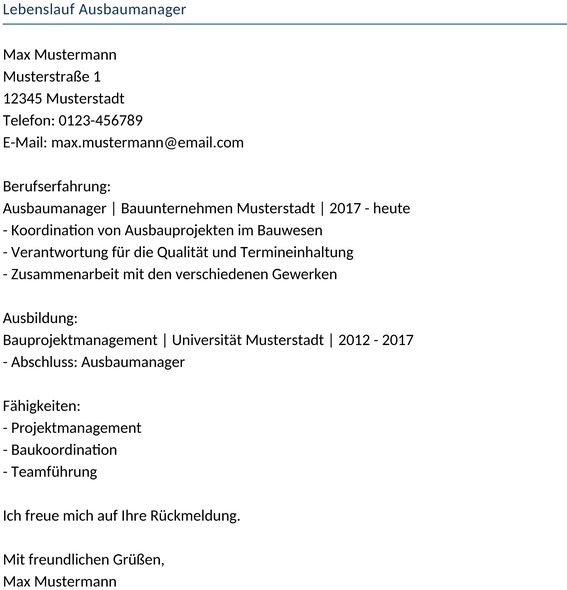 lebenslauf-ausbaumanager