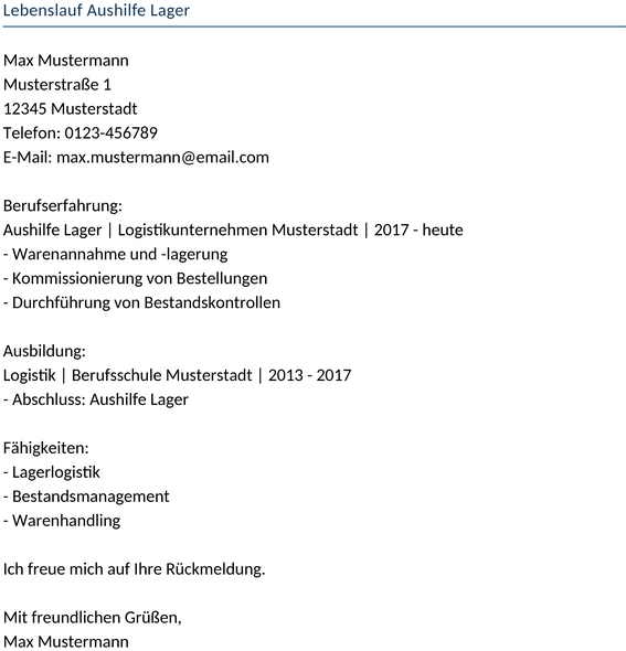 lebenslauf-aushilfe-lager