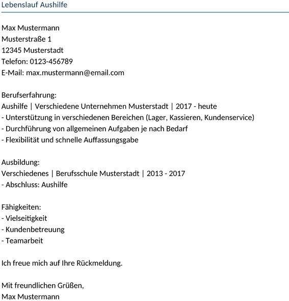 lebenslauf-aushilfe