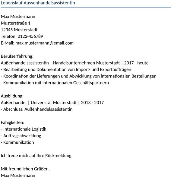 lebenslauf-aussenhandelsassistentin