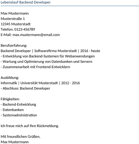 lebenslauf-backend-entwickler
