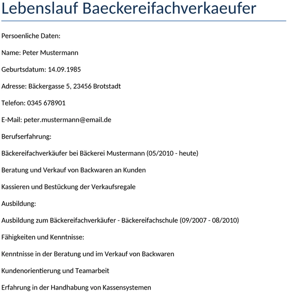 lebenslauf-baeckereifachverkaeufer