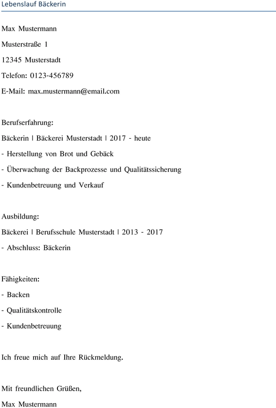 lebenslauf-baeckerin-vorlage-berufserfahrung-ausbildung-faeigkeiten