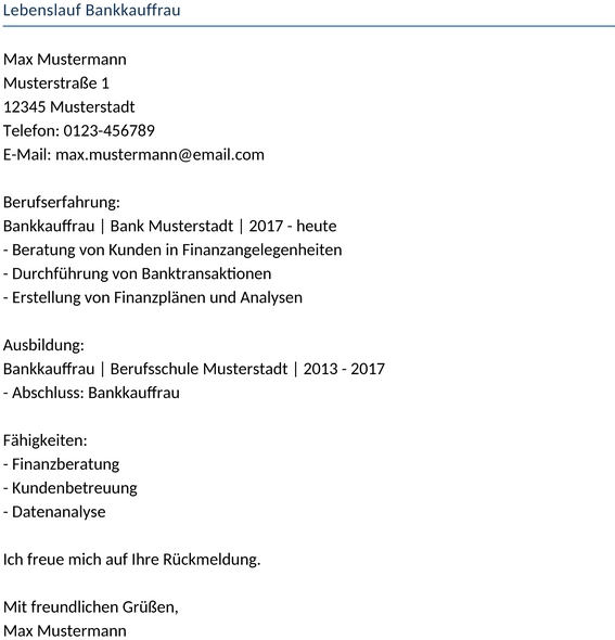 lebenslauf-bankkauffrau