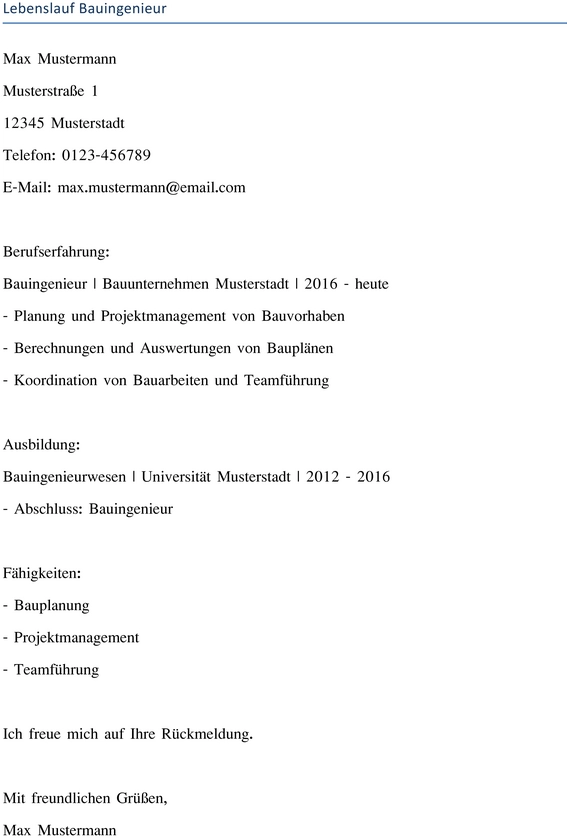 lebenslauf-bauingenieur-vorlage-professionell