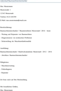 lebenslauf-baumaschinenmechaniker
