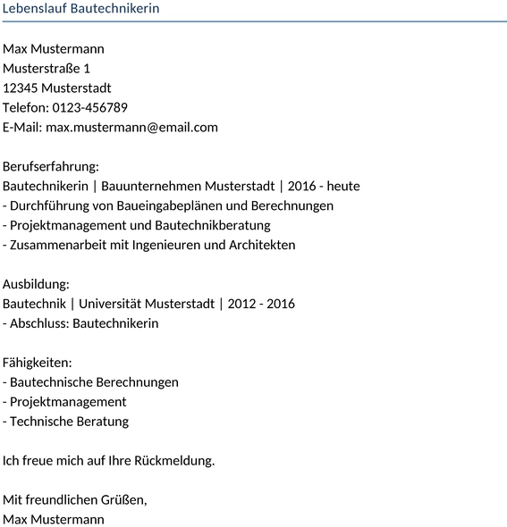 lebenslauf-bautechnikerin