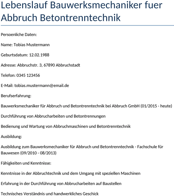 lebenslauf-bauwerksmechaniker-abbruch-betontrenntechnik