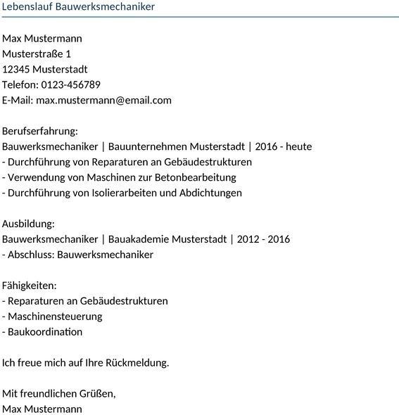 lebenslauf-bauwerksmechaniker