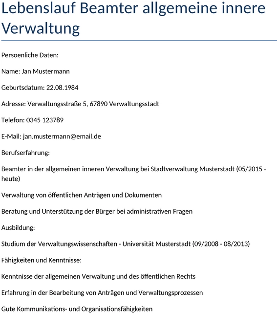 lebenslauf-beamter-allgemeine-innere-verwaltung