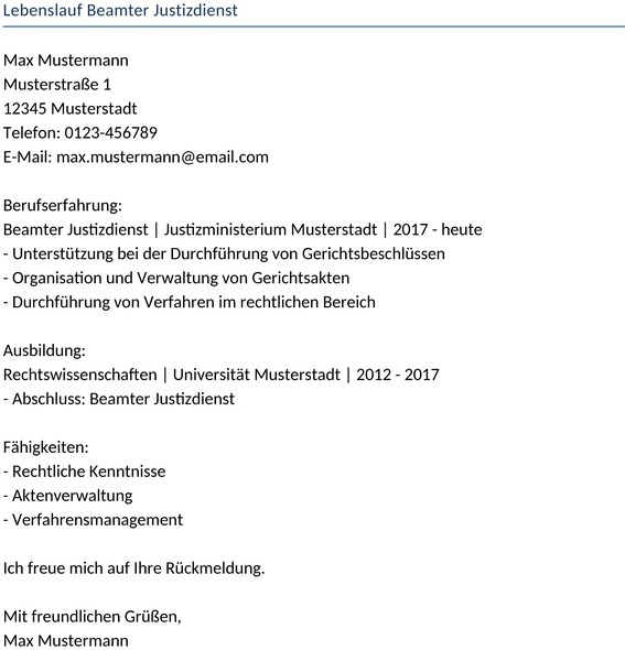 lebenslauf-beamter-justizdienst