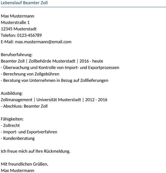 lebenslauf-beamter-zoll