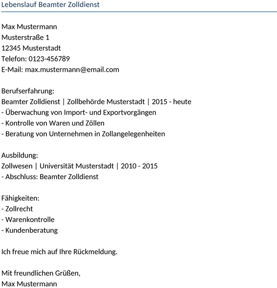 lebenslauf-beamter-zolldienst