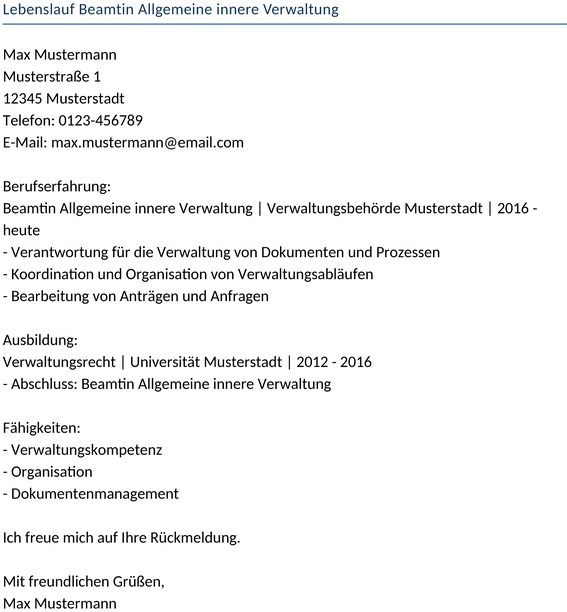 lebenslauf-beamtin-allgemeine-innere-verwaltung