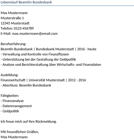 lebenslauf-beamtin-bundesbank
