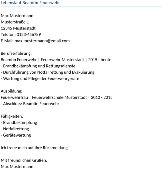lebenslauf-beamtin-feuerwehr