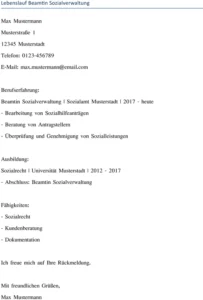 lebenslauf-beamtin-sozialverwaltung