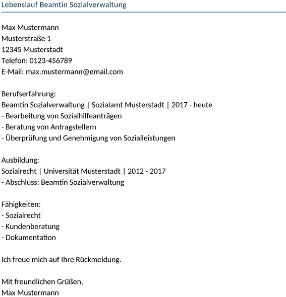 lebenslauf-beamtin-sozialverwaltung