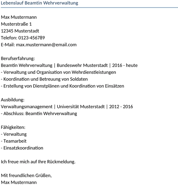lebenslauf-beamtin-wehrverwaltung