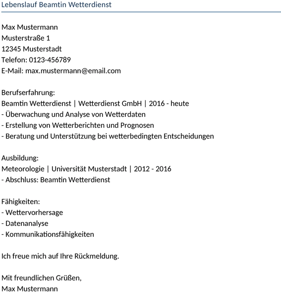 lebenslauf-beamtin-wetterdienst