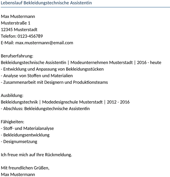 lebenslauf-bekleidungstechnische-assistentin