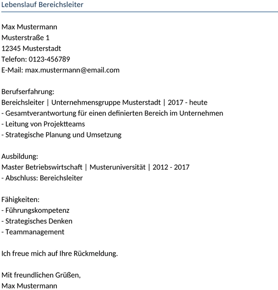 lebenslauf-bereichsleiter