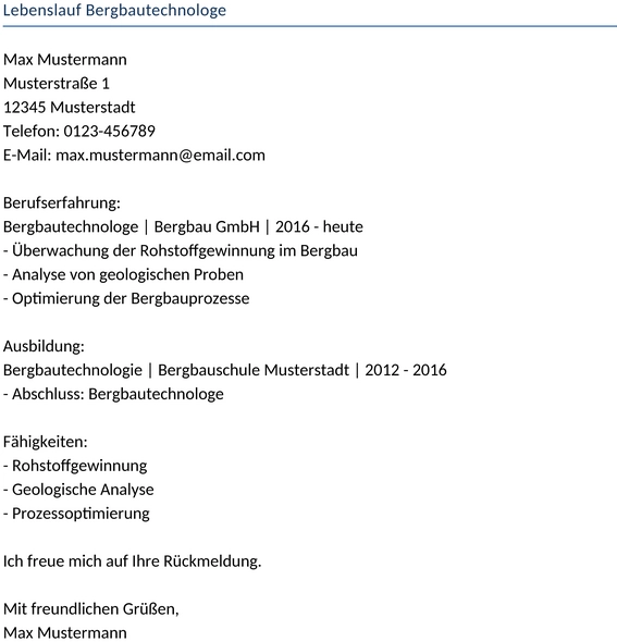 lebenslauf-bergbautechnologe