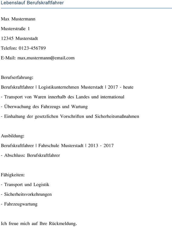 lebenslauf-berufskraftfahrer-muster-vorlage