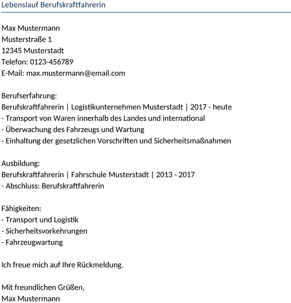 lebenslauf-berufskraftfahrerin