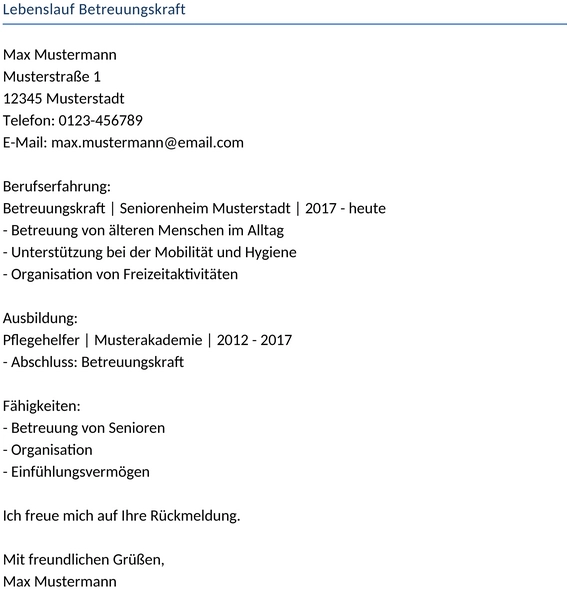 lebenslauf-betreuungskraft