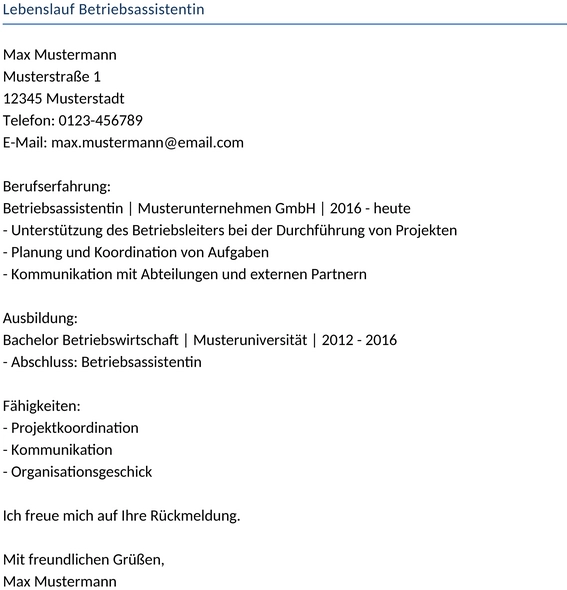 lebenslauf-betriebsassistentin