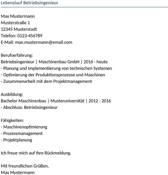 lebenslauf-betriebsingenieur