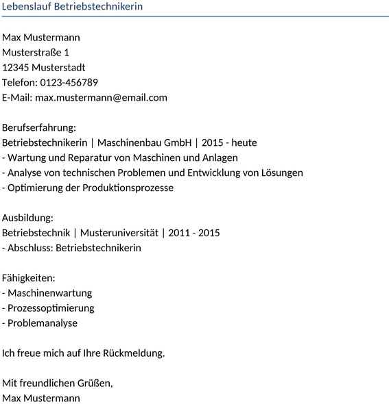 lebenslauf-betriebstechnikerin