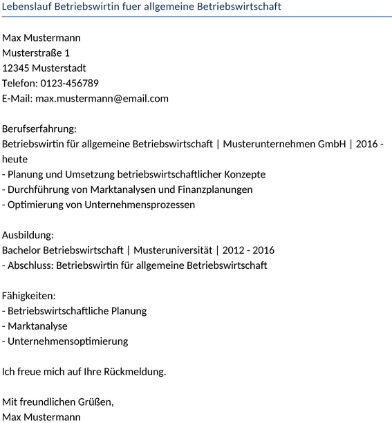 lebenslauf-betriebswirtin-allgemeine-betriebswirtschaft