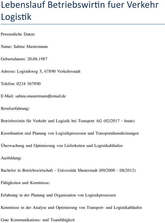 lebenslauf-betriebswirtin-fuer-verkehr-und-logistik