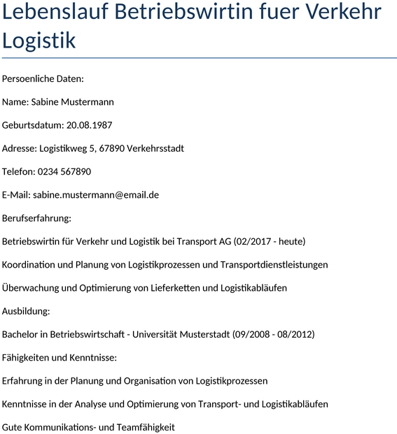 lebenslauf-betriebswirtin-verkehr-logistik