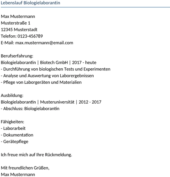 lebenslauf-biologielaborantin