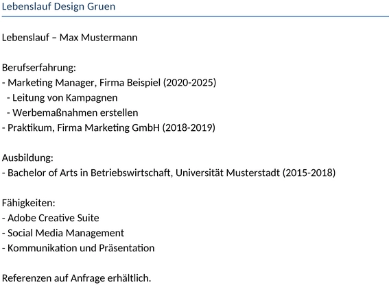 lebenslauf-design-gruen