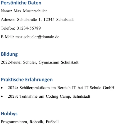lebenslauf-fuer-schuelerpraktikum