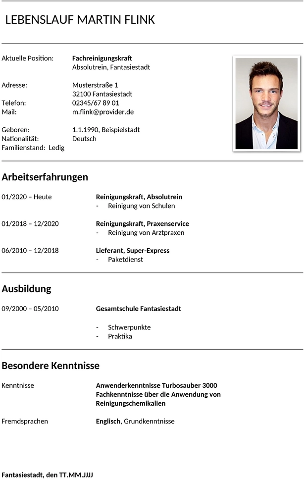 lebenslauf-reinigungskraft-bewerbung