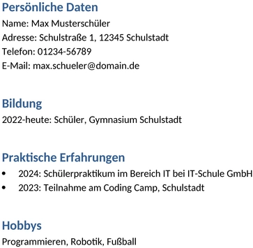 lebenslauf-schuelerpraktikum