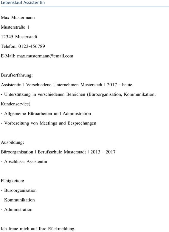lebenslauf-vorlage-assistentin-professionell-uebersichtlich