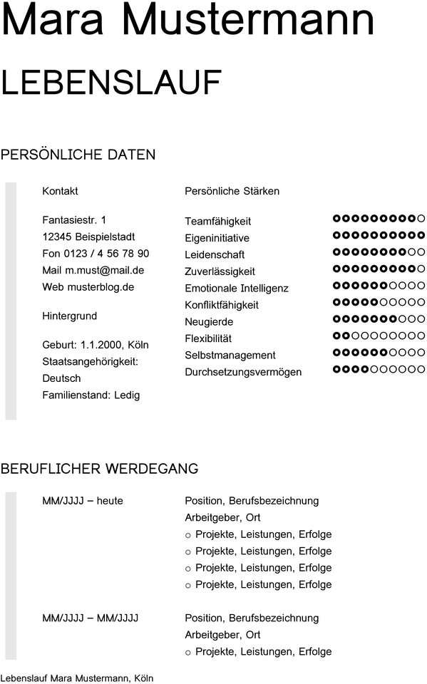 lebenslauf-vorlage-fuer-bewerbung-mit-persoenlichem-bezug