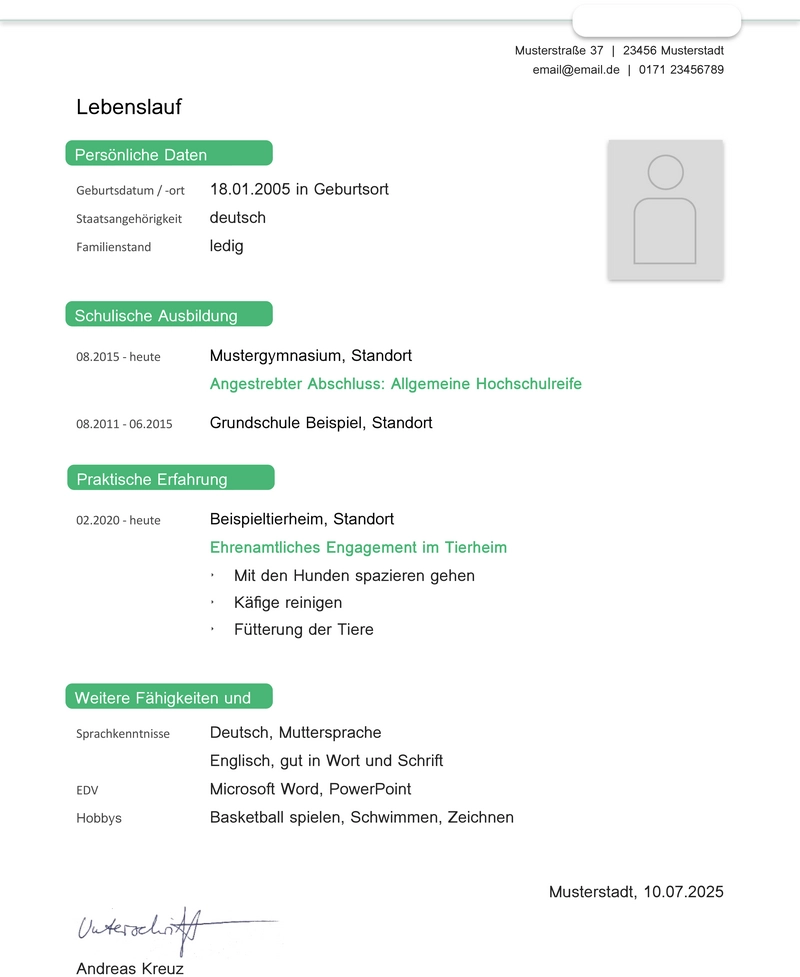lebenslauf-vorlage-schuelerpraktikum