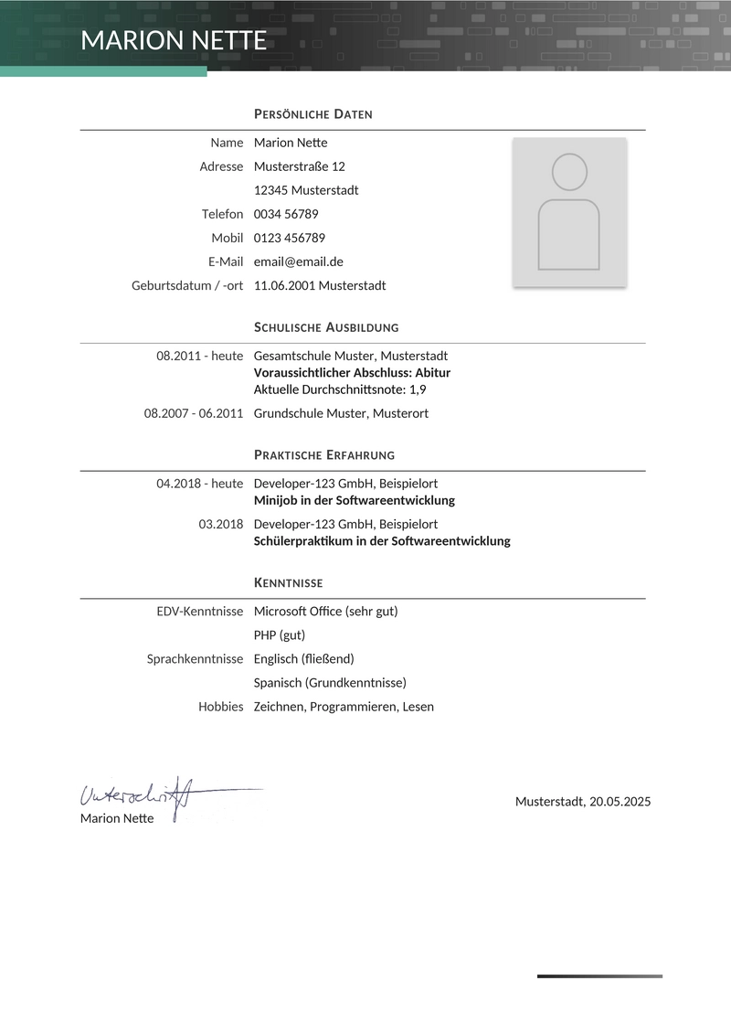 lebenslaufvorlage-duales-studium