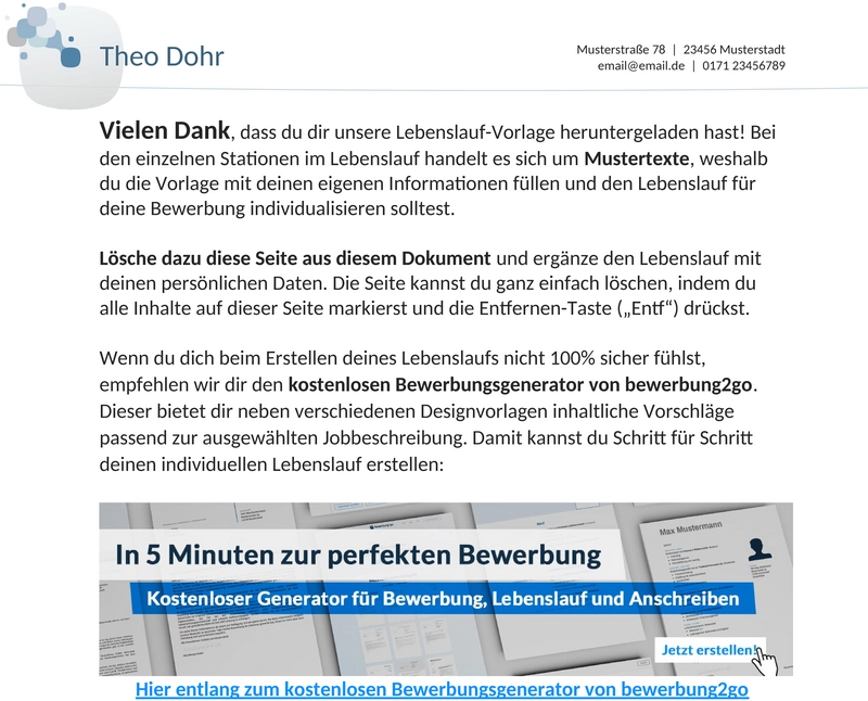 lebenslaufvorlage-studium