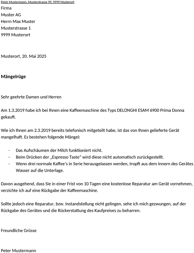 maengelruege-vorlage-mustervorlage