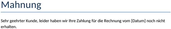 mahnungsvorlage