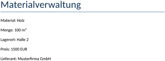 materialverwaltungsliste
